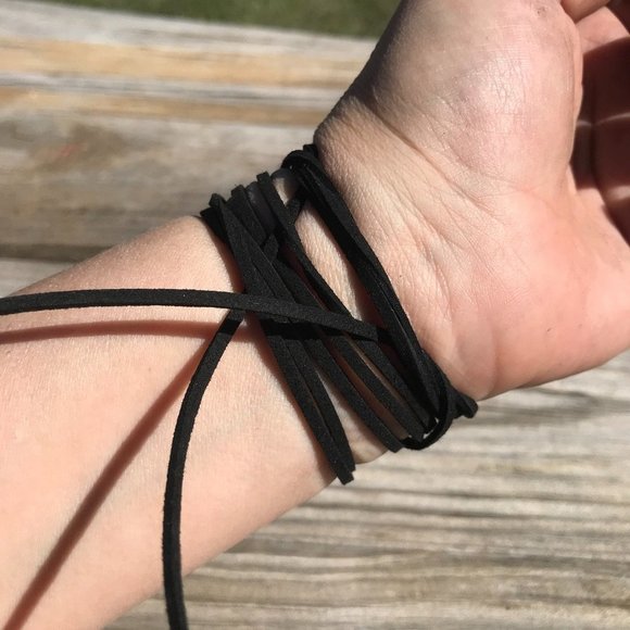 ☮️ NWOT! Boho Tie Wrap bracelet Peace Love ❤️ Silver Bracelet Cuff - Picture 3 of 5